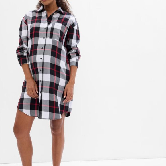 GAP Plaid Shirtdress (black,white, and red plaid/flannel; size: medium) - Picture 1 of 2